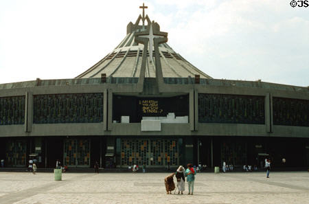 Entrance of new Basilica in Guadalupe. Mexico City, Mexico.
