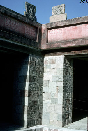 Detail of stonework of Quetzal Palace at Teotihuacán. Mexico.
