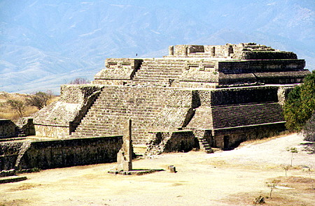 One of pre-Columbian palaces in Monte Albán. Mexico.