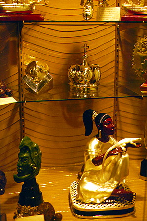 Silver sculptures on display at a store in Taxco. Mexico.