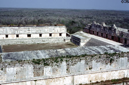 Buildings & courtyard of Nunnery Quadrangle at Uxmal. Mexico.