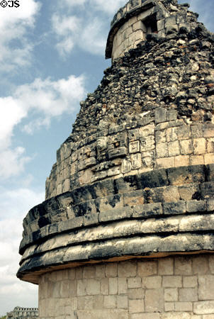 Dome of Caracol observatory has an interior spiral ramp at Chichén Itzá. Mexico.