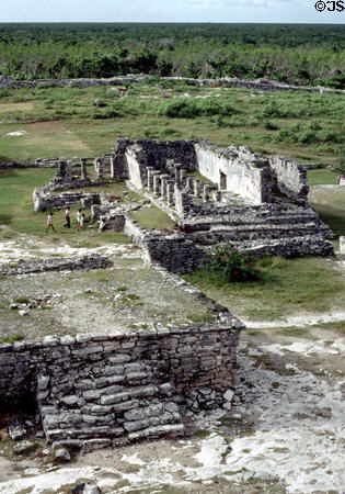 Mayan ruins within fortified site of Tulum. Mexico.