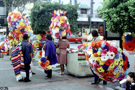 Paper flower vendors in Tijuana. Mexico.