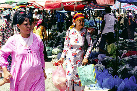 Shopping in Beaufort market. Malaysia.