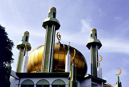 Golden roof of a mosque in Kota Belud on island of Borneo. Malaysia.