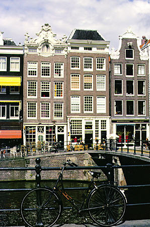 Houses on Prinsengracht Canal. Amsterdam, Netherlands.