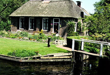 House with its own bridge. Giethoorn, Netherlands.