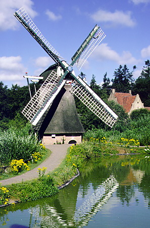 Windmill in Netherlands Open Air Museum. Arnhem, Netherlands.