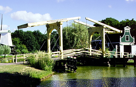 Lift bridge in Netherlands Open Air Museum. Arnhem, Netherlands.