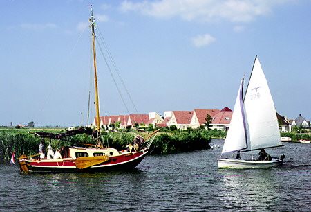 Sailboats on the canal. Sloten, Netherlands.
