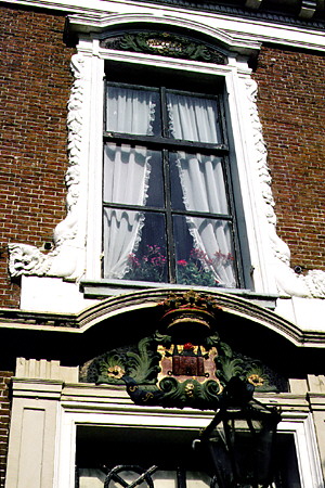 Detail of a window surround on a house. Sloten, Netherlands.