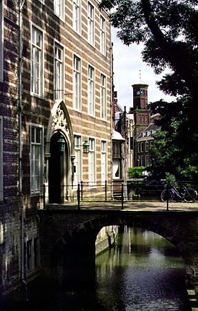 Canal by Utrecht St Pieterskerk. Utrecht, Netherlands.