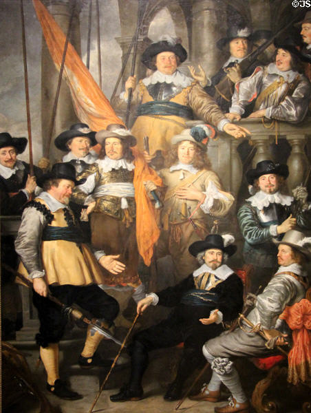 Militia Company of District XVIII under Command of Captain Albert Bas painting (1645) by Govert Flinck at Rijksmuseum. Amsterdam, NL.