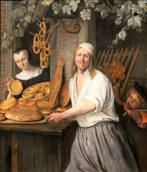Baker Arent Oostwaard & his wife, Catharina Keizerswaard painting (1658) by Jan Steen at Rijksmuseum. Amsterdam, NL.