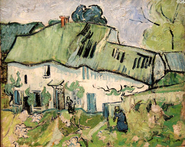 Farm cottage near Auvers-sur-Oise painting (1890) by Vincent van Gogh at Rijksmuseum. Amsterdam, NL.