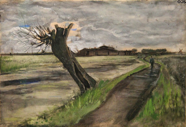 Pollard willow watercolor (1882) by Vincent van Gogh at Van Gogh Museum. Amsterdam, NL.