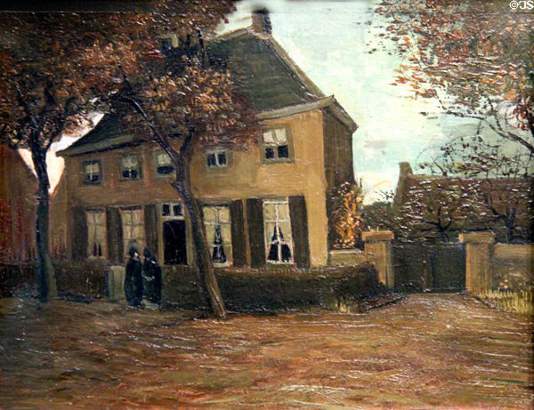 Vicarage at Nuenen where artist moved in with his parents painting (1885) by Vincent van Gogh at Van Gogh Museum. Amsterdam, NL.