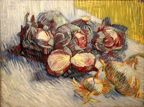 Red cabbages & onions painting (1887) by Vincent van Gogh at Van Gogh Museum. Amsterdam, NL.