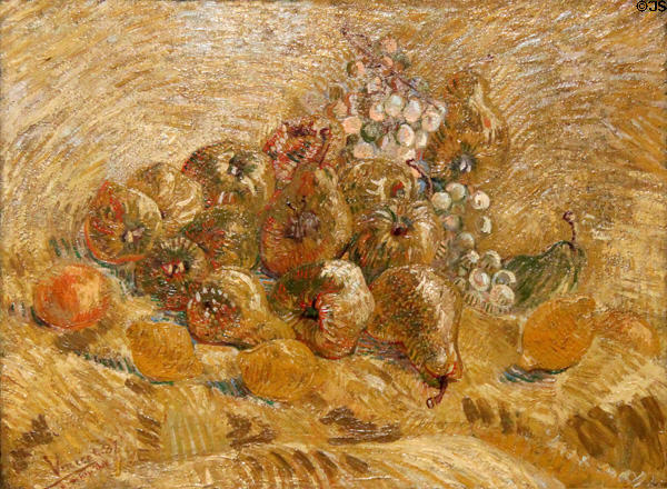 Quinces, lemons, pears & grapes painting (1887) by Vincent van Gogh at Van Gogh Museum. Amsterdam, NL.