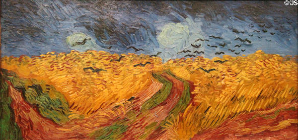 Wheatfield with crows painting (1890) by Vincent van Gogh at Van Gogh Museum. Amsterdam, NL.