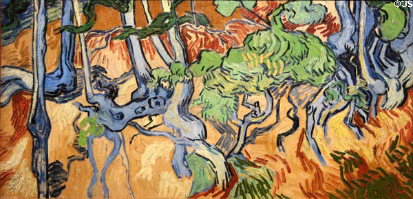 Tree roots painting (1890) by Vincent van Gogh at Van Gogh Museum. Amsterdam, NL.