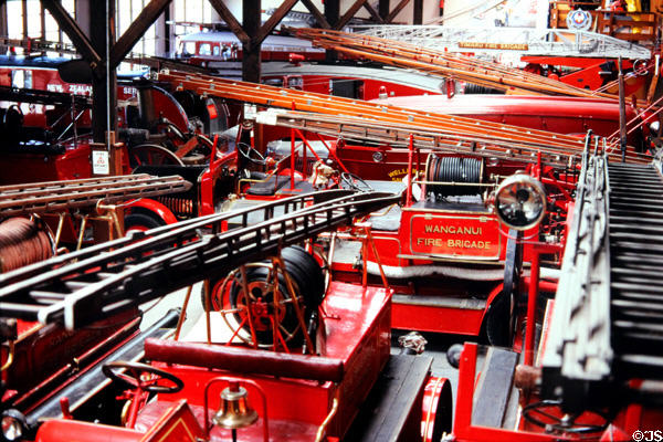 Fire engine collection of restored vehicles at Ferrymead Heritage Park, Christchurch (Ch Ch). New Zealand.