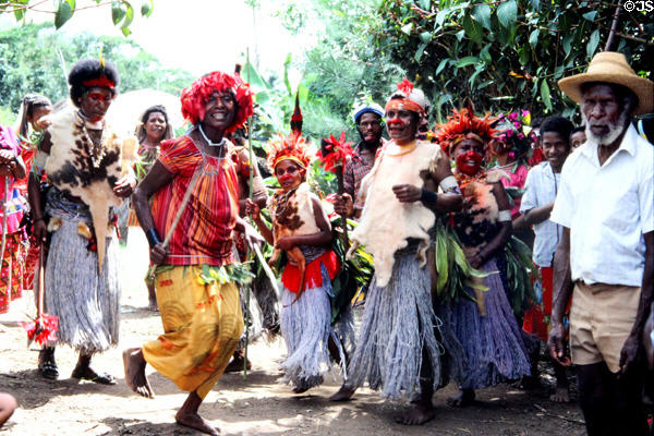 Celebration of a wedding in the highlands. Papua New Guinea.