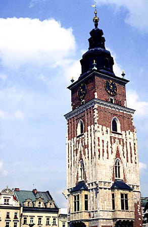 City Hall tower in Market Square, Krakow. Poland.