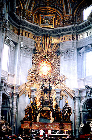 St Peter's Chair by Bernini (1666) under the dome of the Vatican. Vatican City.