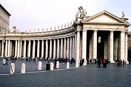 Curved colonnade arm of Bernini (1656) in front of St Peter's Basilica. Vatican City.