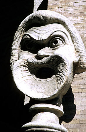 Unusual sculpted face in Vatican Museum. Vatican City.