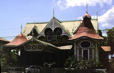 Gingerbread house on southwest corner of Queen's Park Savannah in Port of Spain. Trinidad and Tobago.