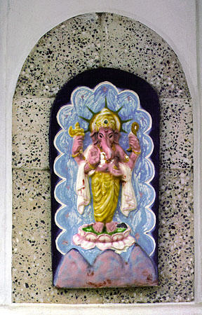 Religious icon of Ganesha the elephant-headed god on Hindu Temple at Waterloo. Trinidad and Tobago.