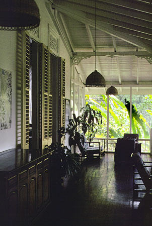 Veranda of original plantation house at Asa Wright Nature Center. Trinidad and Tobago.