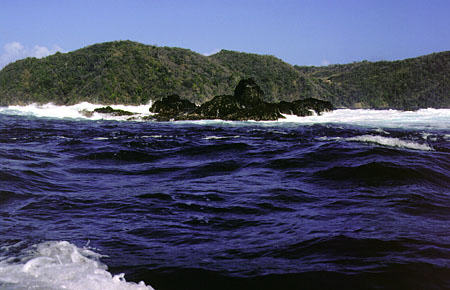 Currents off Little Tobago Island. Trinidad and Tobago.