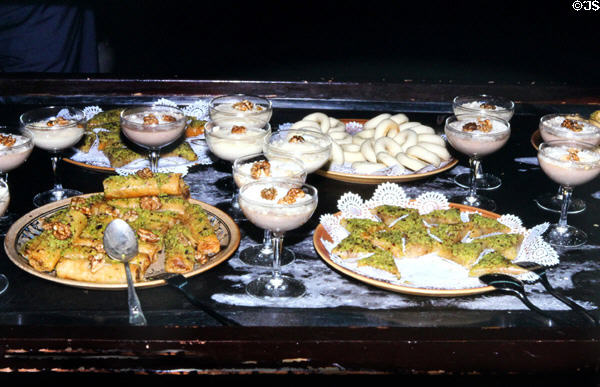 Hotel dessert table with Islamic treats. Tunis, Tunisia.