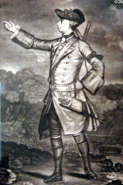 Graphic of Major General James Wolfe, killed in storming of Quebec (1759) at National War Museum of Scotland. Edinburgh, Scotland.