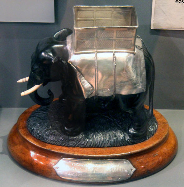 Cigar box in form of elephant (1877) presented to 94th Highland Regiment at National War Museum of Scotland. Edinburgh, Scotland.