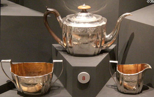 Silver tea service (c1806) at National War Museum of Scotland. Edinburgh, Scotland.