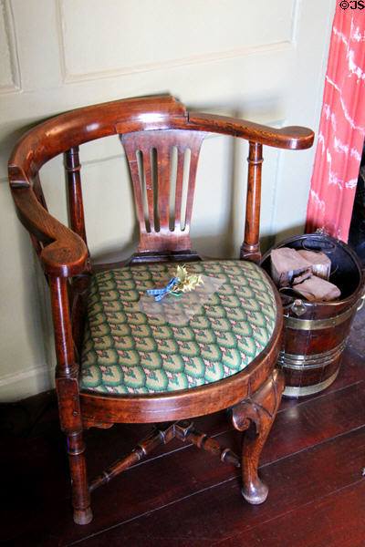 Corner chair in Georgian room (18thC) at Gladstone's Land tenement house. Edinburgh, Scotland.