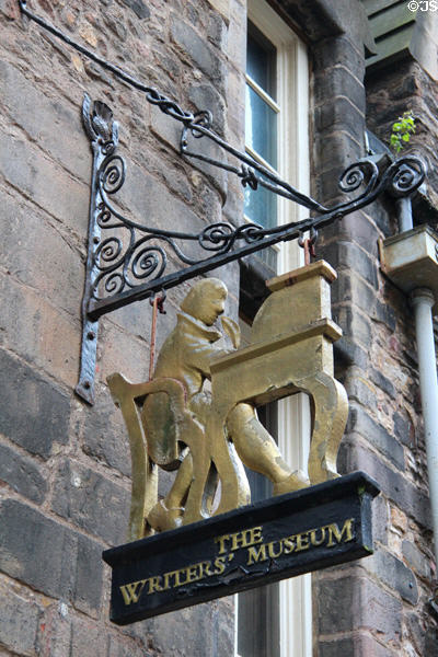 Sign for The Writers' Museum on Lady Stair's Close. Edinburgh, Scotland.