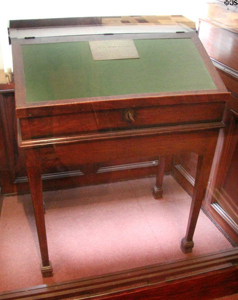 Writing desk (late 18thC) used by Robert Burns until his death in 1796 at Writers' Museum. Edinburgh, Scotland.