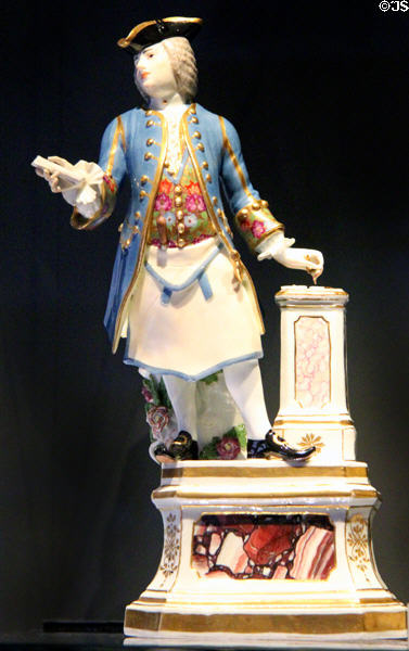 Porcelain figure of Augustus III, Elector of Saxony & King of Poland (after 1743) by Johann Joachim Kändler of Meissen, Germany at National Museum of Scotland. Edinburgh, Scotland.
