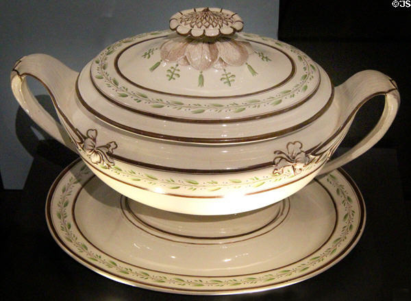 Painted creamware tureen & stand (late 18th or early 19thC) by Wedgwood at National Museum of Scotland. Edinburgh, Scotland.