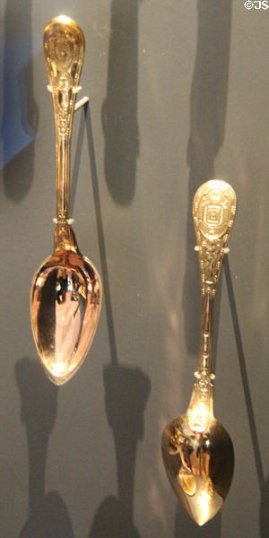 Silver gilt spoons (1810) by Martin-Guillaume Biennais of Paris at National Museum of Scotland. Edinburgh, Scotland.
