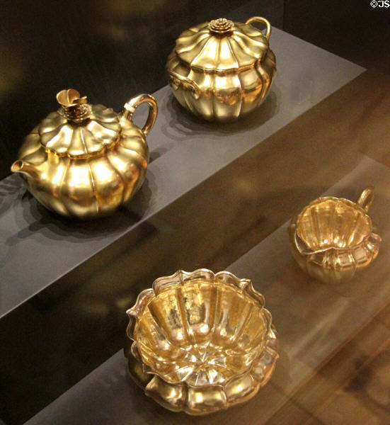 Silver gilt tea service (1817-9) by John Page of London at National Museum of Scotland. Edinburgh, Scotland.