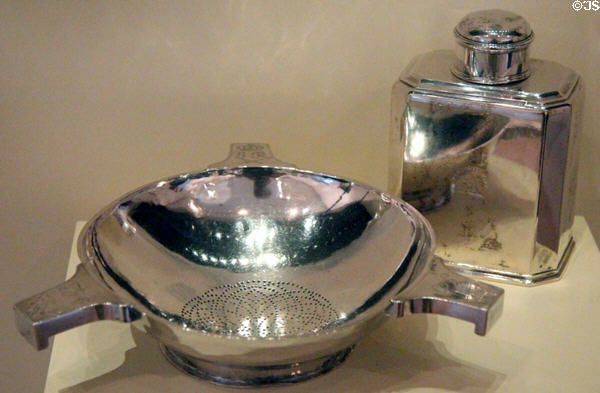 Silver quaich (c1715) by George Robertson of Aberdeen & silver tea caddy (c1730) by George Cooper at National Museum of Scotland. Edinburgh, Scotland.