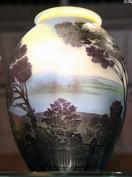Acid-etched glass vase (1920) by Paul Perdizet for Gallé Glass of Nancy, France at National Museum of Scotland. Edinburgh, Scotland.