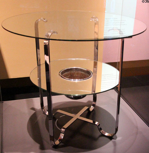 Glass & plated steel flower table (1935) by Betty Joel Ltd. of Portsmouth, England at National Museum of Scotland. Edinburgh, Scotland.